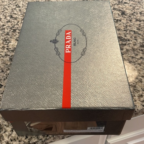 Prada Wedge Sandals in Black Patent 39 - Picture 9 of 9